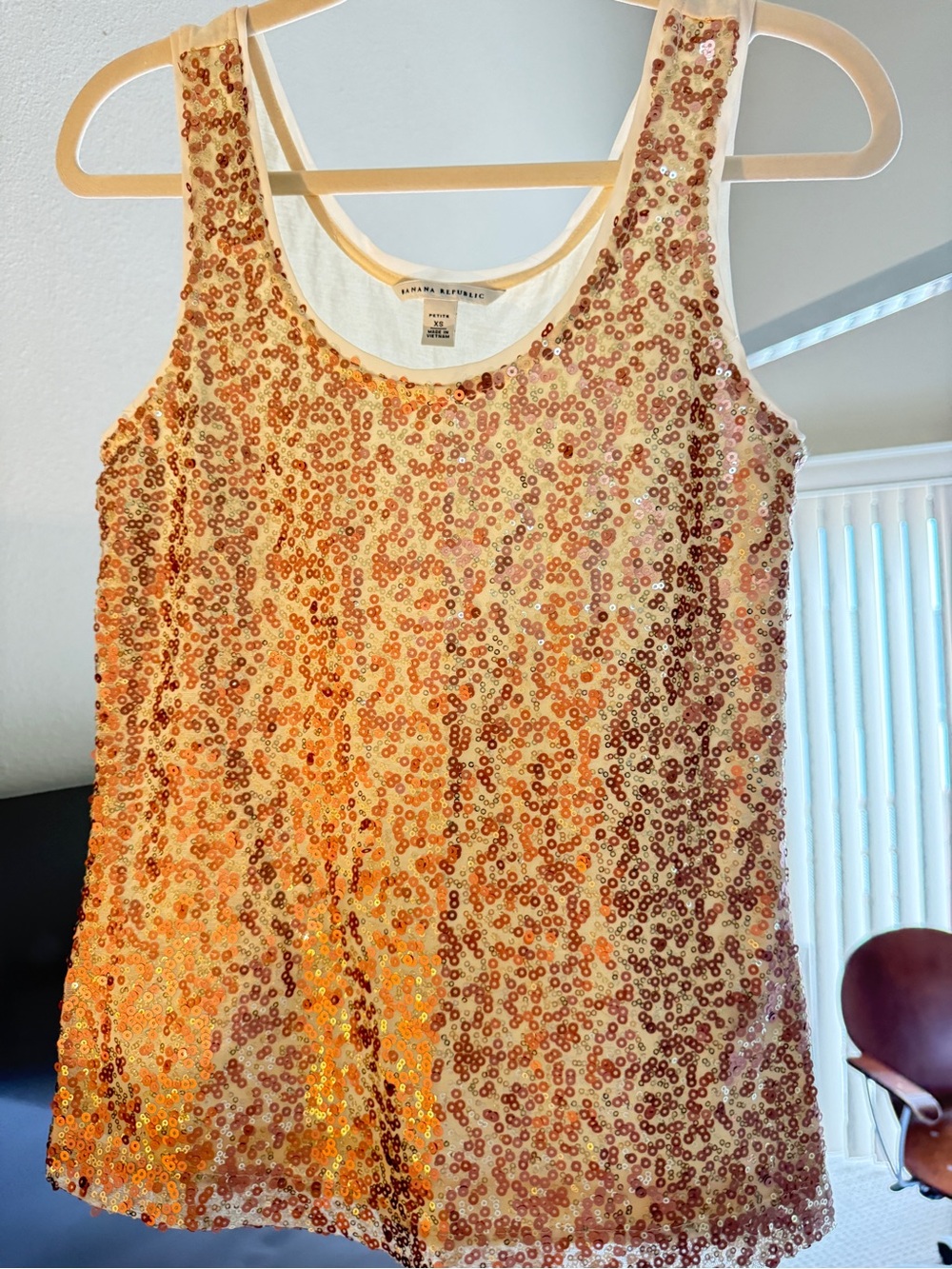 Banana Republic Champagne Sequin Tank Top